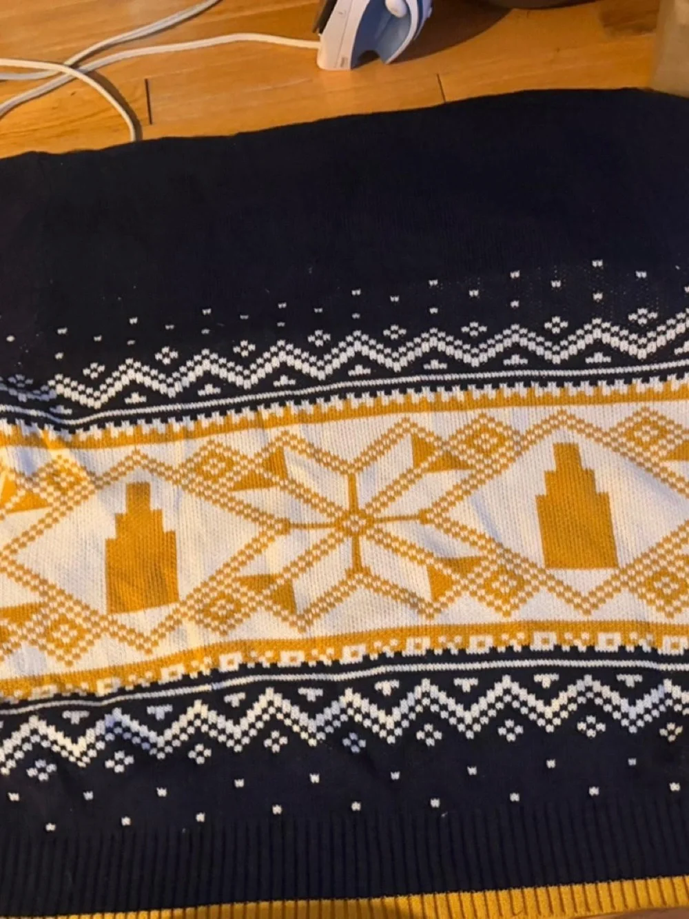 Men's Hooded Button-Front Sweater Cardigan - Navy & Mustard
